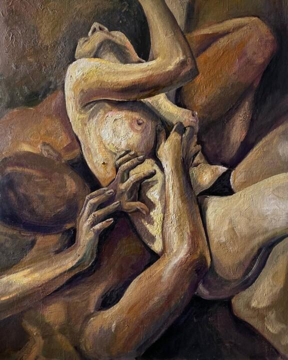 Painting titled "Emotions tear me ap…" by Anastazja Dżupina, Original Artwork, Oil