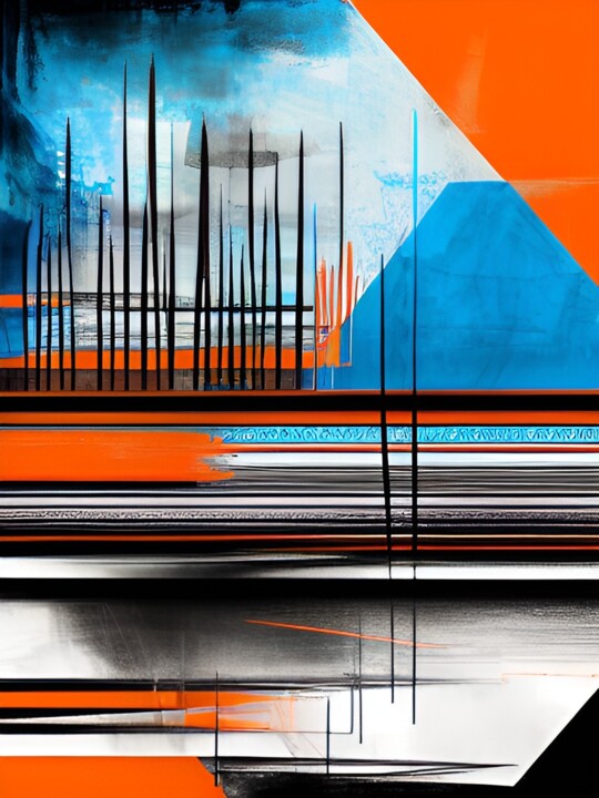 Digital Arts titled "orange ecke" by E.Rao, Original Artwork, AI generated image