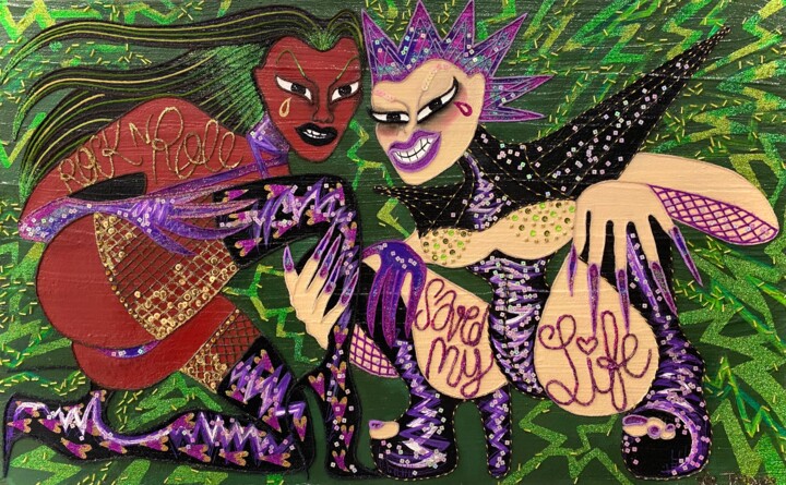 Collages titulada "Rock’N’Roll Saved m…" por Edie Tempier, Obra de arte original, Hilo