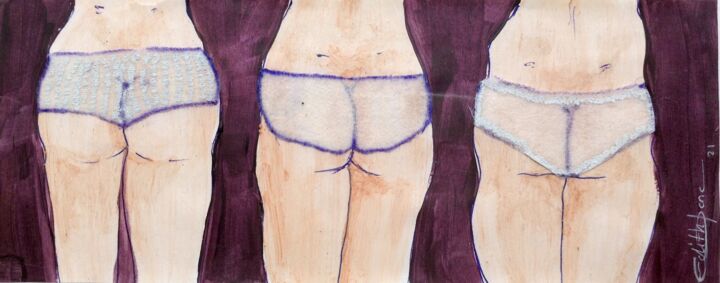 Dibujo titulada "Les copines" por Edith Donc, Obra de arte original, Pigmentos