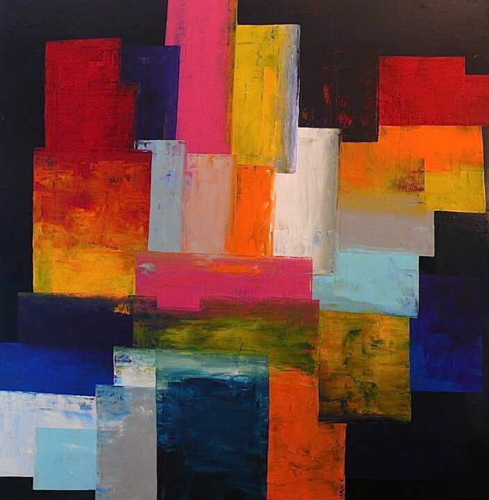 Painting titled "DOMINO" by Edwige Leprin, Original Artwork, Oil