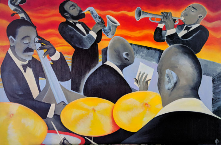 「Jazz I」というタイトルの絵画 Oberlin The Artistによって, オリジナルのアートワーク, アクリル
