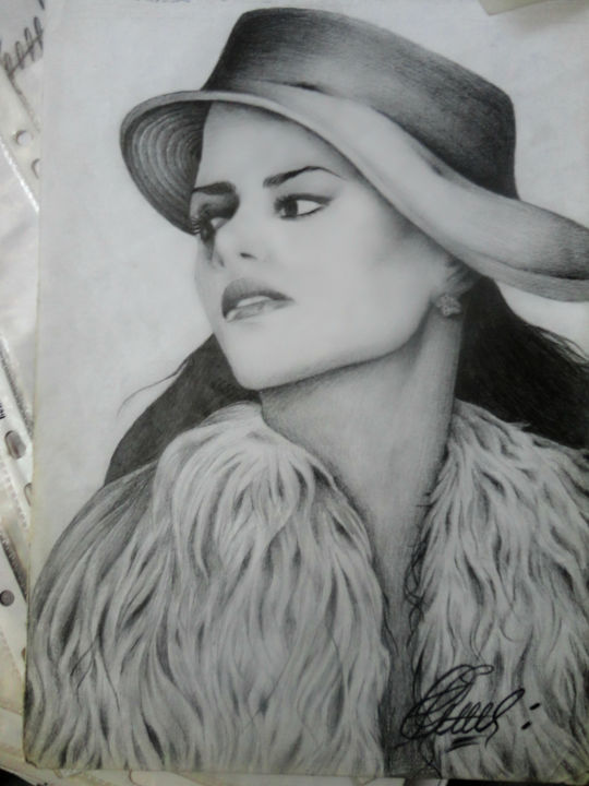 Drawing titled "Halle Berry" by Ekaterinakirova, Original Artwork, Pencil