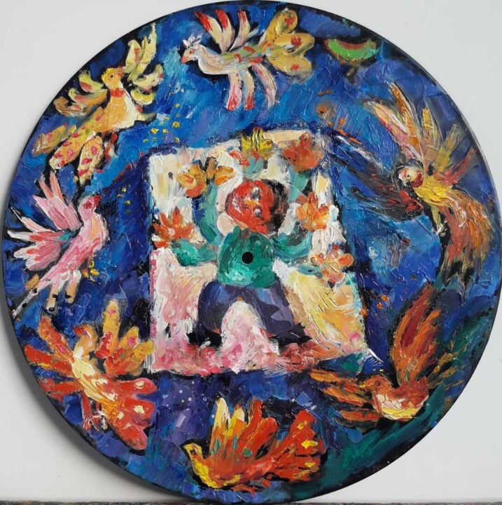 Картина под названием ""Roosters 2"" - Эльчин Надиров, Подлинное произведение искусства, Масло