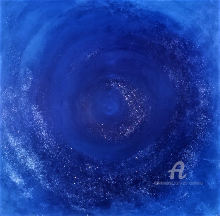 Malerei mit dem Titel ""En bleu "" von Ela Couturier, Original-Kunstwerk, Acryl