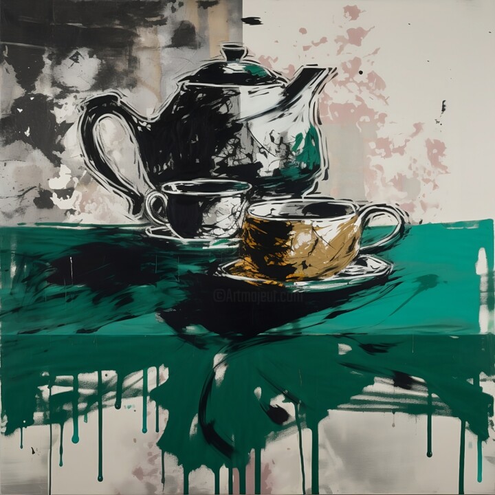 Schilderij getiteld "Majestic Teapot" door Elena Aleksandrova, Origineel Kunstwerk, Acryl
