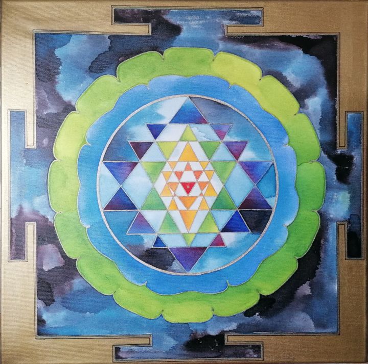 绘画 标题为“Shri Yantra Baleful…” 由Esserenza, 原创艺术品, 水彩