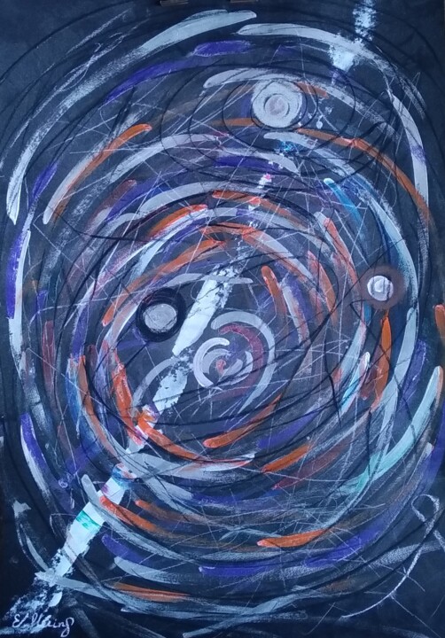 Painting titled "My universe" by Elena Flying, Original Artwork, Acrylic