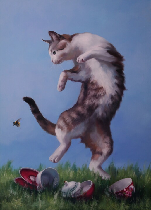 제목이 ""FLIGHT OF THE BUMB…"인 미술작품 Elena I Gennady Vylusk (Goshiki)로, 원작, 기름 나무 들것 프레임에 장착됨