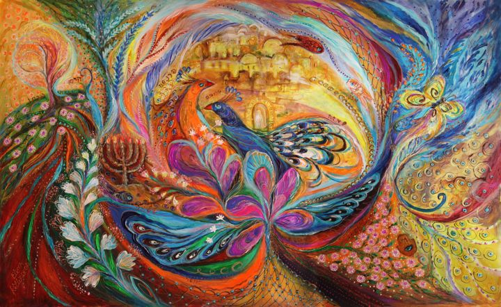 Pintura intitulada "The song of Safed" por Elena Kotliarker, Obras de arte originais, Acrílico