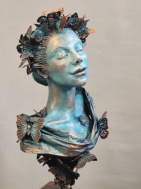 Sculpture titled ""Butterfly Soul" mi…" by Elena Kraft, Original Artwork, Clay