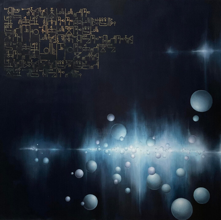 Peinture intitulée "The birth of planets" par Elena Mi, Œuvre d'art originale, Acrylique Monté sur Châssis en bois