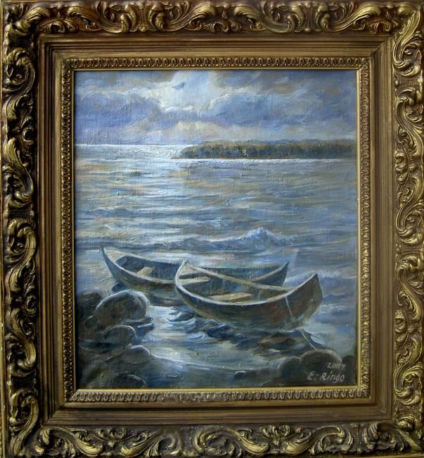 Painting titled "Two Boats" by Elena Ringo, Original Artwork