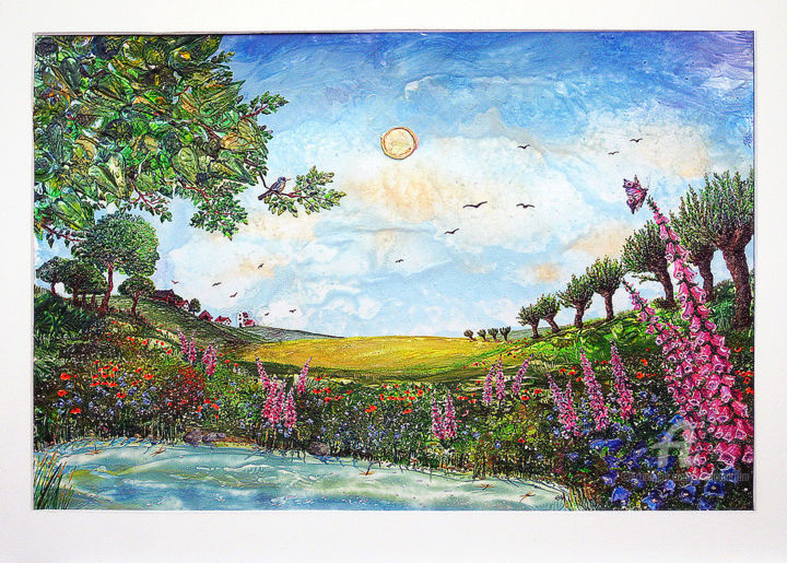 Painting titled "paradise-in-south-o…" by Elena Martém, Original Artwork, Encaustic