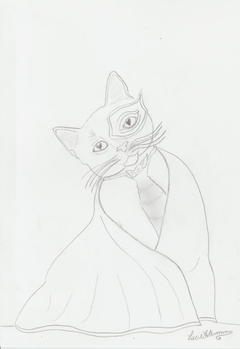 Dessin intitulée "chat fantôme de de…" par Lucie Estermann, Œuvre d'art originale, Crayon