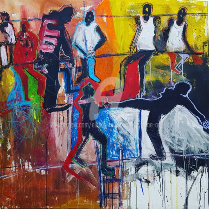 Pittura intitolato "The struggle of mig…" da Elhadji Mamadou Faye (Joe'Art), Opera d'arte originale, Acrilico