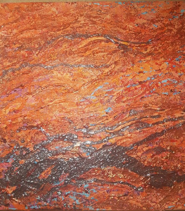 Painting titled "Paysage sur Mars" by Eli Alien, Original Artwork, Acrylic