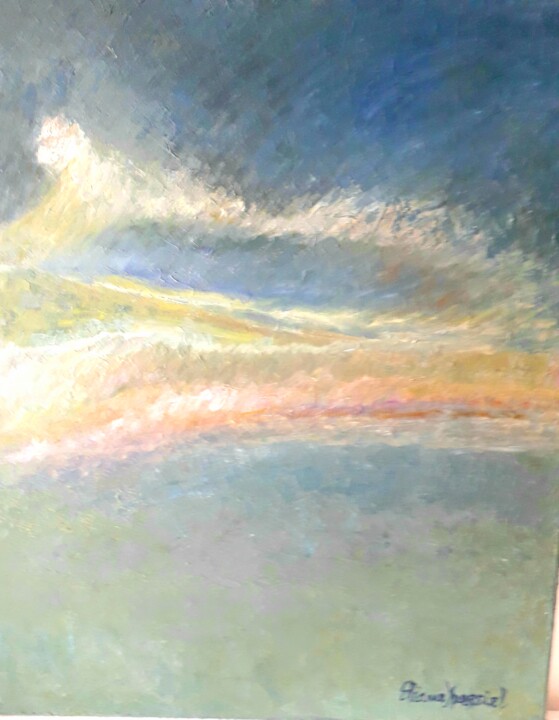 Pintura titulada "Ciel partagé" por Eliane Ypersiel, Obra de arte original, Oleo Montado en Bastidor de camilla de madera
