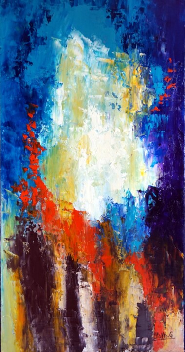 Pintura intitulada "flamboyante-lueur" por Eliette Gaurin, Obras de arte originais, Óleo