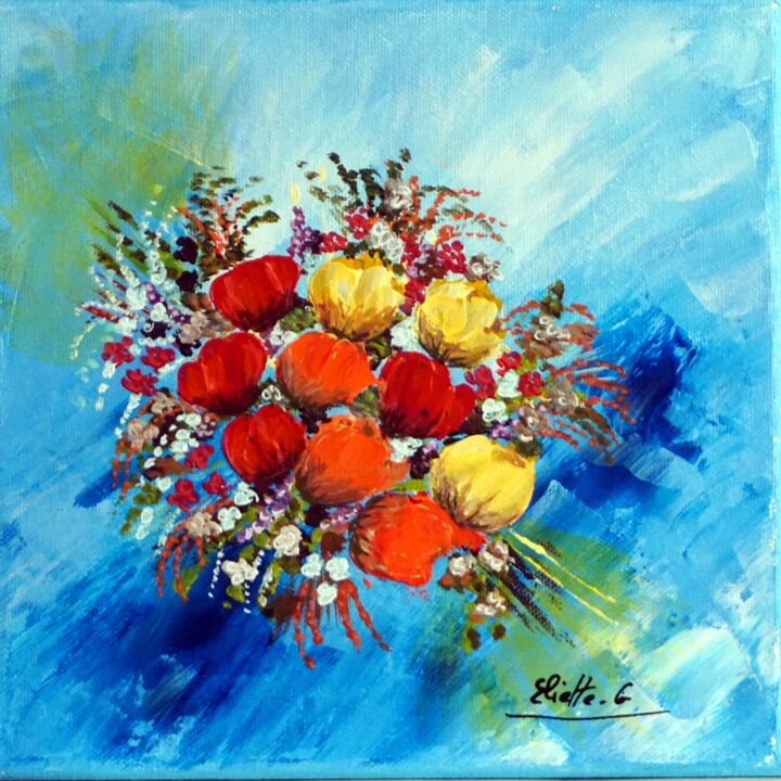 Pintura intitulada "Fleurs en bouquet" por Eliette Gaurin, Obras de arte originais, Acrílico