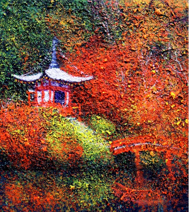 Картина под названием "Jardin Japonais" - Elika Dessapt, Подлинное произведение искусства, Акрил