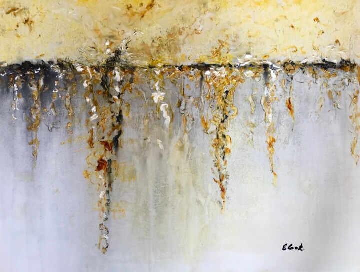 Painting titled "Tears of Gold" by Elisa Cook, Original Artwork, Oil