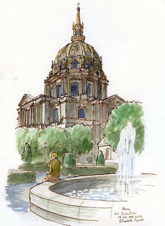 Peinture intitulée "paris-invalides.jpg" par Elisabeth Masset, Œuvre d'art originale