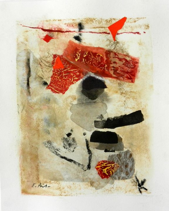 绘画 标题为“collage sur papier” 由Elisabeth Poiret, 原创艺术品, 墨