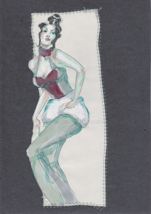 Drawing titled "Panthère IV" by Elisabeth Tiffon (Eli TIFFON CUENCA), Original Artwork, Marker