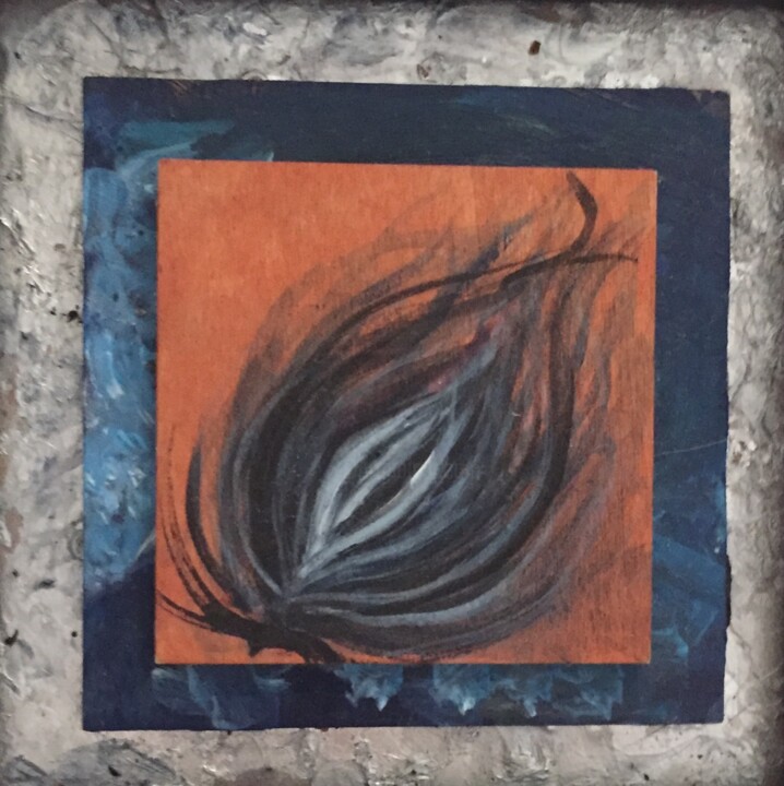 Painting titled "Sile na gig 3" by Elizabeth Hefty-Khoury, Original Artwork, Acrylic Mounted on Cardboard