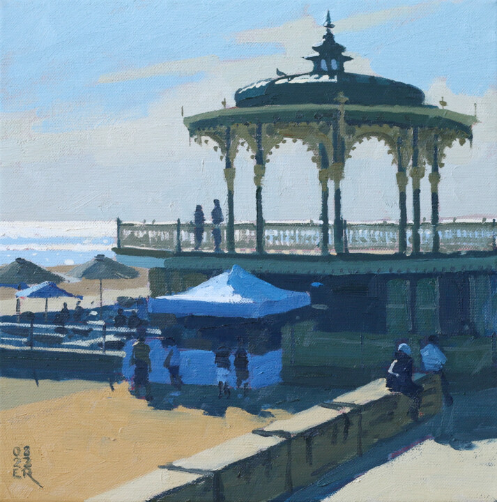 제목이 "Brighton Bandstand,…"인 미술작품 Elliot Roworth로, 원작, 기름 나무 들것 프레임에 장착됨