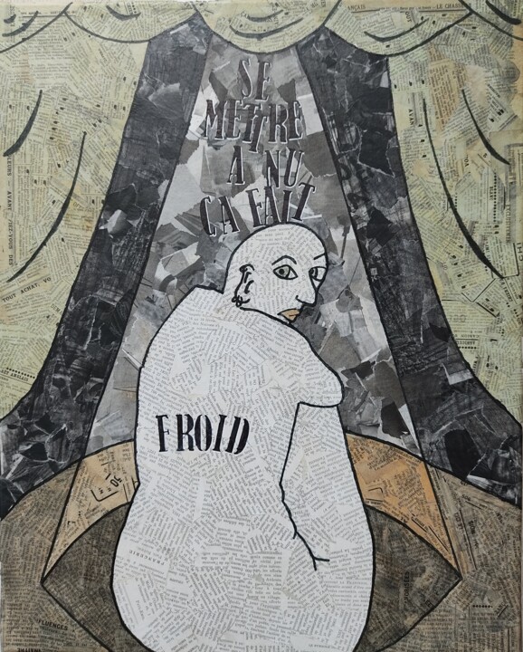 Collages titulada "Froid dans le dos" por Eloïse Bourscheidt, Obra de arte original, Rotulador Montado en Bastidor de camill…