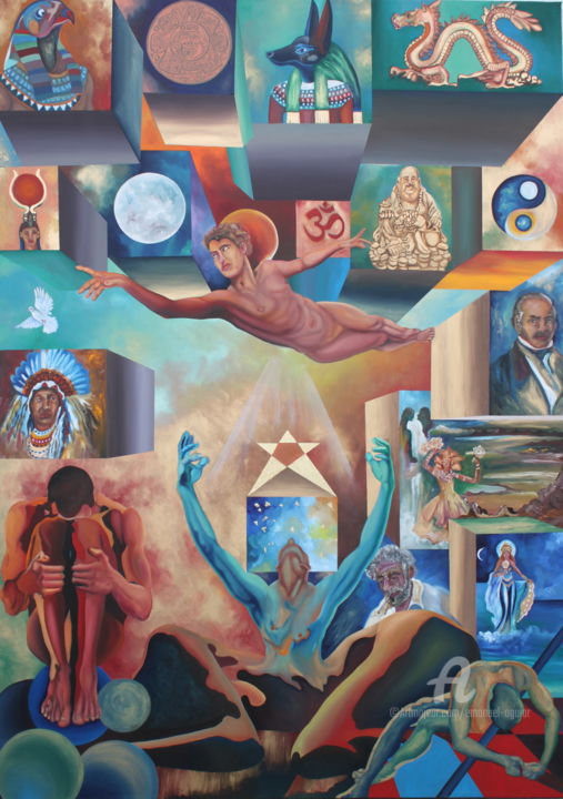 Malarstwo zatytułowany „SÓ HÁ UM DEUS” autorstwa Emanuel Aguiar, Oryginalna praca, Olej