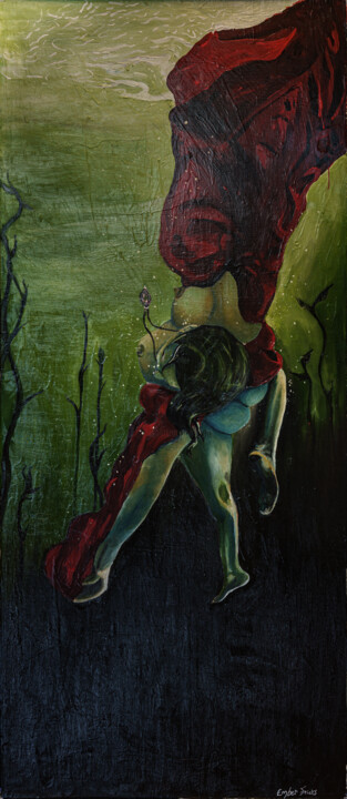 Painting titled "Comfort" by Ember Fricks, Original Artwork, Oil Mounted on Wood Panel