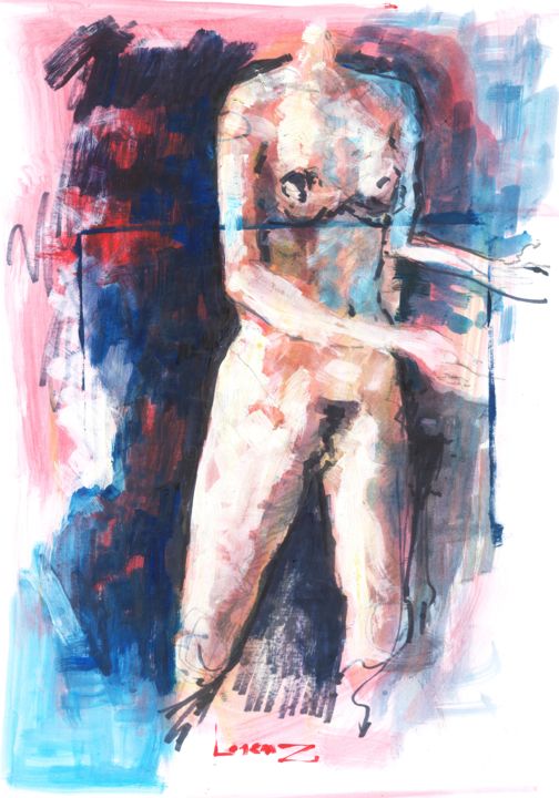 Peinture intitulée "Etude de femme II" par Lorenz, Œuvre d'art originale, Acrylique