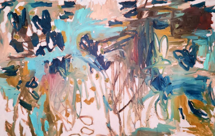 Malerei mit dem Titel "Winter water lilies" von Emily Starck, Original-Kunstwerk, Acryl Auf Keilrahmen aus Holz montiert