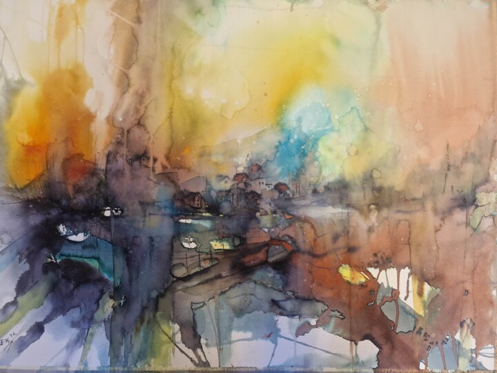 Painting titled "Land of Dreams-Akva…" by Emir Kerenovic, Original Artwork, Watercolor