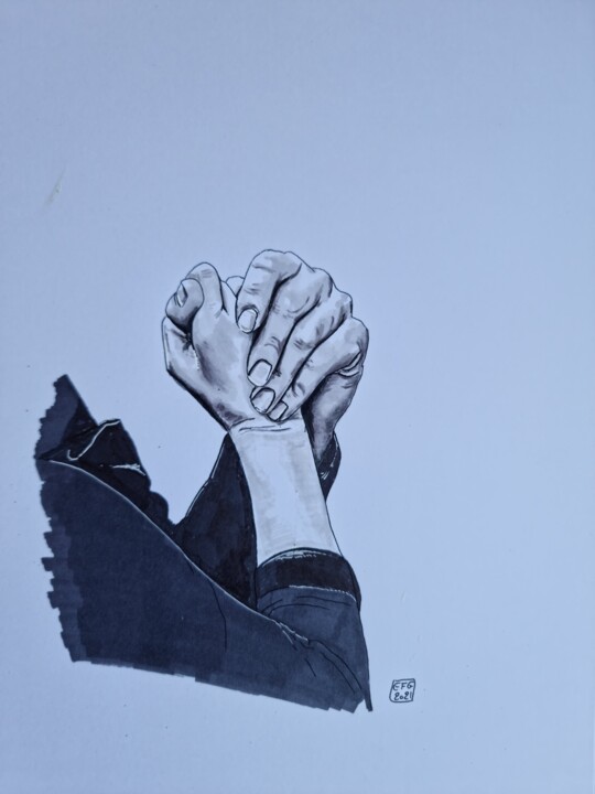 Рисунок под названием "un tango" - Emmanuel Forgues, Подлинное произведение искусства, Карандаш