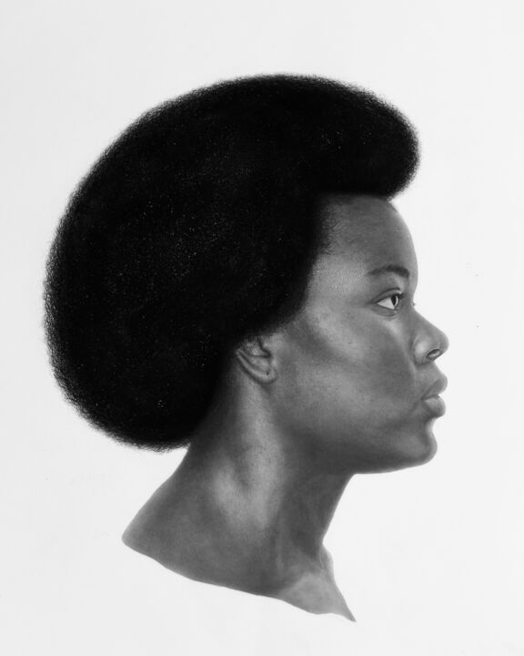Dibujo titulada "Afro" por Emmanuel Kolawole, Obra de arte original, Carbón