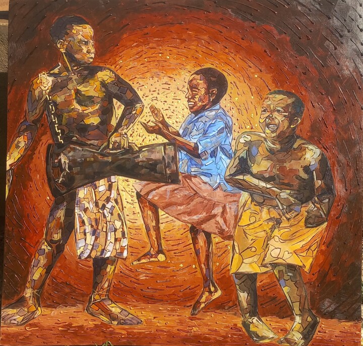 Pittura intitolato "Jo kin Jo (let us d…" da Emmanuel Olaleye, Opera d'arte originale, Acrilico