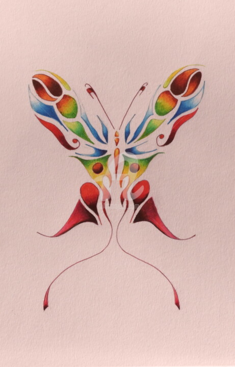 图画 标题为“papillon” 由Emmanuel Pagnac, 原创艺术品, 铅笔