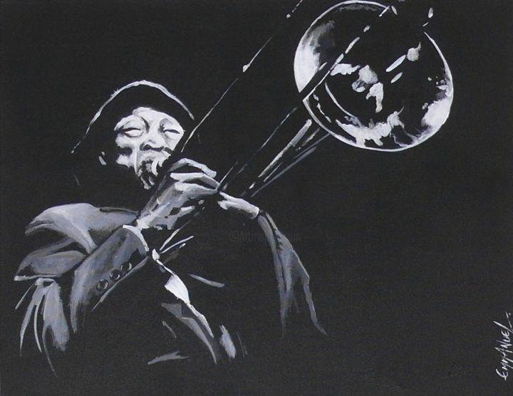 Картина под названием "Jazzman" - Emmanuel Pondevie, Подлинное произведение искусства, Акрил