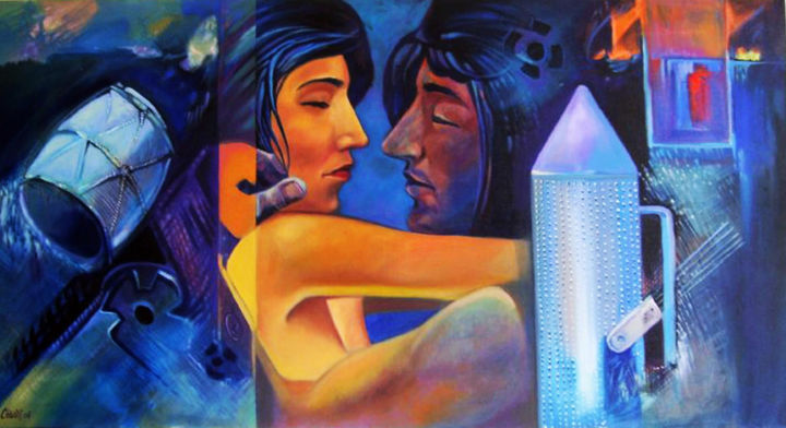 Schilderij getiteld "amante-de-la-musica…" door Julio Cesar Garcia, Origineel Kunstwerk