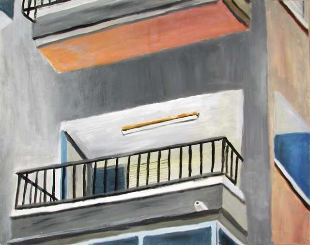 Peinture intitulée "Rusty Balcony" par Eden Orion, Œuvre d'art originale