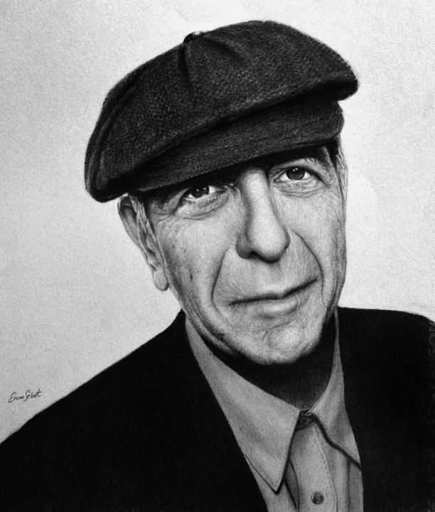 Drawing titled "leonard cohen" by Ercan Sebat, Original Artwork