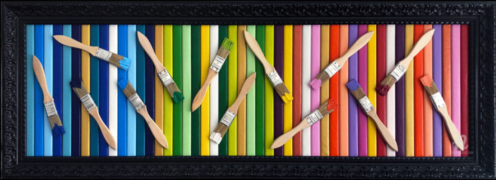 "3D stripes - Tribut…" başlıklı Heykel Mimi Eres tarafından, Orijinal sanat, Ahşap