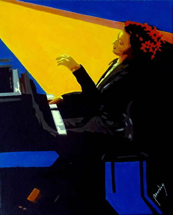 Painting titled "pianiste" by Eric Bourdon, Original Artwork, Oil