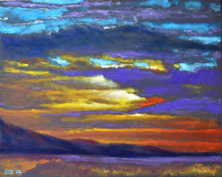 Peinture intitulée "Mojave Sunrise" par Eric Matranga, Œuvre d'art originale, Huile Monté sur Châssis en bois