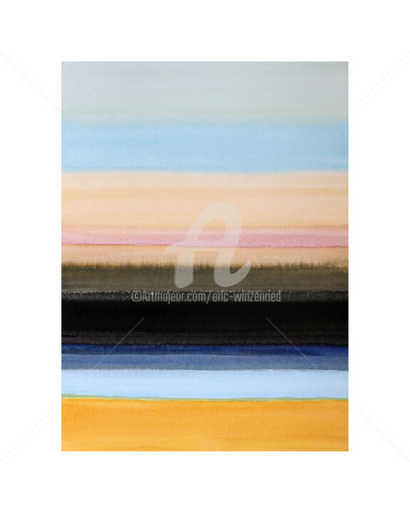 Peinture intitulée "Composition colorée…" par Eric Winzenried, Œuvre d'art originale, Aquarelle Monté sur Carton