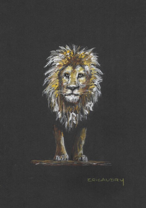 Σχέδιο με τίτλο "Le lion" από Eric Audry, Αυθεντικά έργα τέχνης, Παστέλ